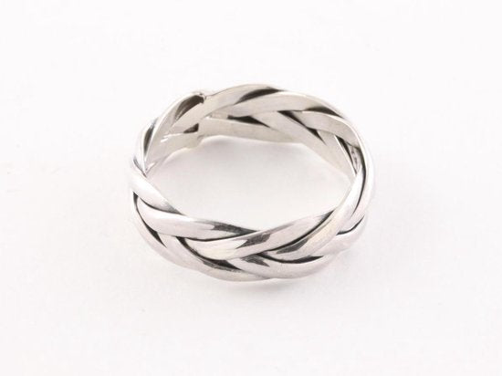 Gevlochten zilveren ring afbeelding 2