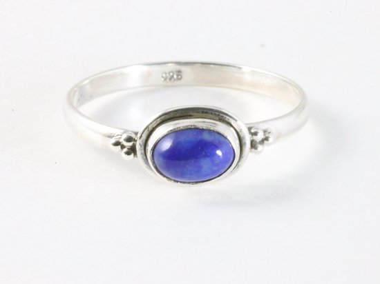 Fijne bewerkte zilveren ring met lapis lazuli afbeelding 4