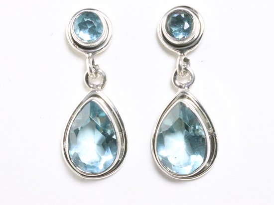 Zilveren oorstekers met aquamarijn afbeelding 2