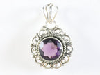 Ronde opengewerkte zilveren hanger met amethist afbeelding 4