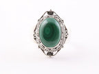 Bewerkte zilveren ring met malachiet afbeelding 4