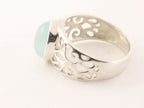 Opengewerkte zilveren ring met aqua chalcedoon afbeelding 2