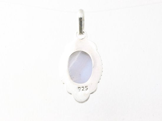 Fijne bewerkte zilveren hanger met blauwe lace agaat afbeelding 3