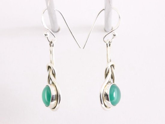 Zilveren oorbellen met groene onyx afbeelding 2