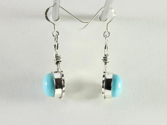 Geknoopte zilveren oorbellen met Arizona turkoois afbeelding 2