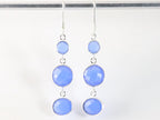 Lange zilveren oorbellen met blauwe chalcedoon afbeelding 2