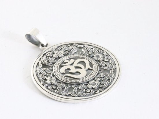 Traditionele ronde zilveren ohm hanger afbeelding 2