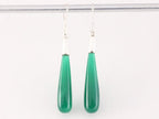 Lange zilveren pegel oorbellen met groene agaat afbeelding 3