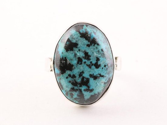 Ovale zilveren ring met chrysocolla afbeelding 4