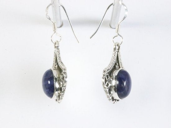 Bewerkte zilveren oorbellen met sodaliet afbeelding 2