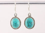 Bewerkte ovale zilveren oorbellen met turkoois afbeelding 4