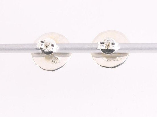 Fijne bewerkte zilveren oorstekers met rozenkwarts afbeelding 3