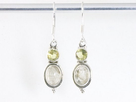 Fijne bewerkte zilveren oorbellen met gouden rutielkwarts en citrien afbeelding 4