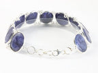 Zware zilveren armband met grote blauwe saffier stenen afbeelding 3