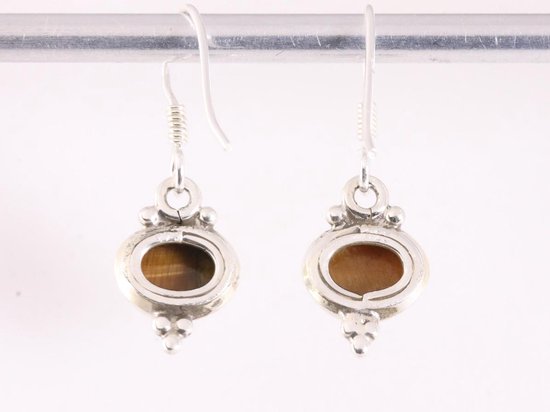 Fijne bewerkte zilveren oorbellen met tijgeroog afbeelding 3
