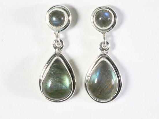 Zilveren oorstekers met labradoriet afbeelding 1