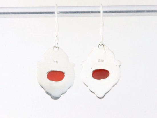 Bewerkte zilveren oorbellen met carneool afbeelding 2