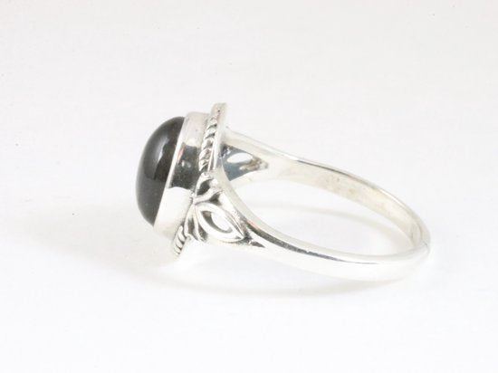 Fijne bewerkte zilveren ring met rookkwarts afbeelding 2