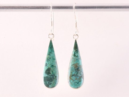 Druppelvormige zilveren oorbellen met chrysocolla afbeelding 4