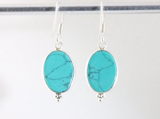 Fijne zilveren oorbellen met turkoois afbeelding 3