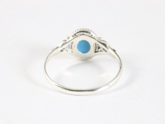 Fijne bewerkte zilveren ring met blauwe turkoois afbeelding 3