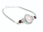 Bewerkte zilveren armband met rozenkwarts en granaat afbeelding 2