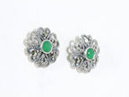 Zilveren oorstekers met smaragd en marcasiet afbeelding 2