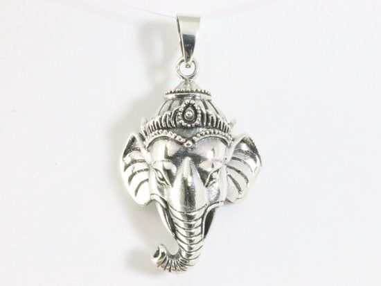 Grote zilveren Ganesha hanger afbeelding 4