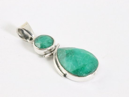 Zilveren hanger met smaragd afbeelding 2