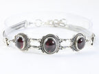 Bewerkte zilveren armband met granaat afbeelding 1