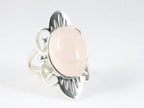 Langwerpige zilveren ring met rozenkwarts afbeelding 1