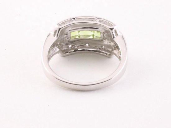 Hoogglans zilveren ring met peridoot en witte topaas afbeelding 4