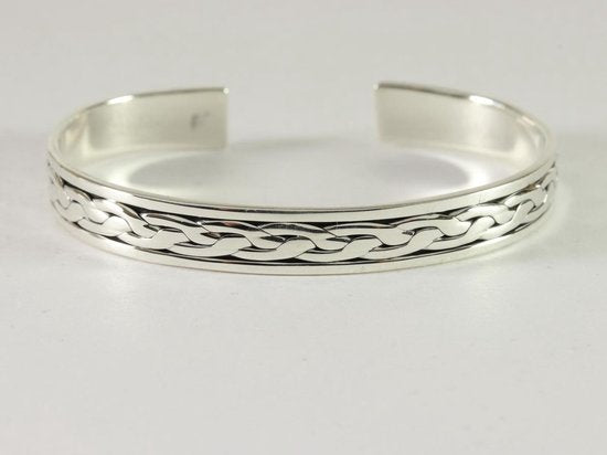 Zilveren klemarmband met kruiskabelmotief afbeelding 1