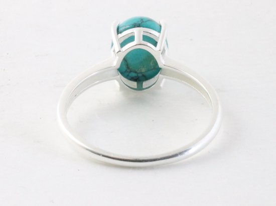 Fijne hoogglans zilveren ring met turkoois afbeelding 3
