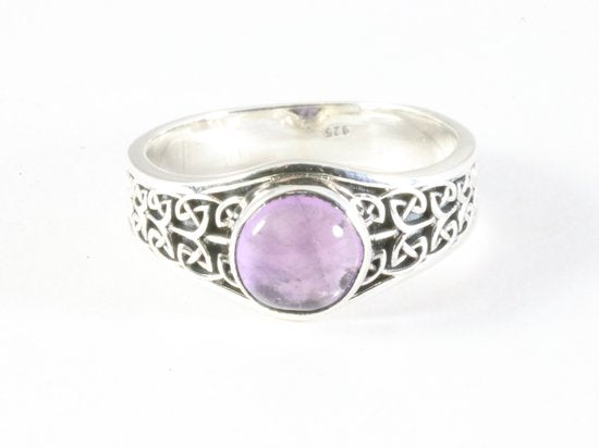Bewerkte zilveren ring met amethist afbeelding 4
