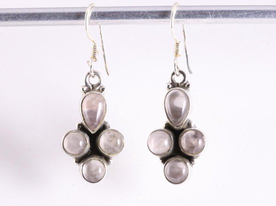 Zilveren oorbellen met rozenkwarts afbeelding 4