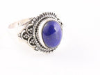 Bewerkte zilveren ring met lapis lazuli afbeelding 1