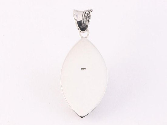 Bewerkte zilveren hanger met groene amethist afbeelding 4