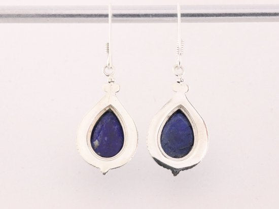 Bewerkte zilveren oorbellen met lapis lazuli afbeelding 3