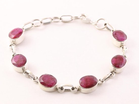 Zilveren armband met robijn afbeelding 1