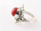 Bewerkte zilveren ring met rode jaspis afbeelding 2