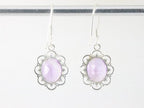 Fijne opengewerkte zilveren oorbellen met roze amethist afbeelding 4