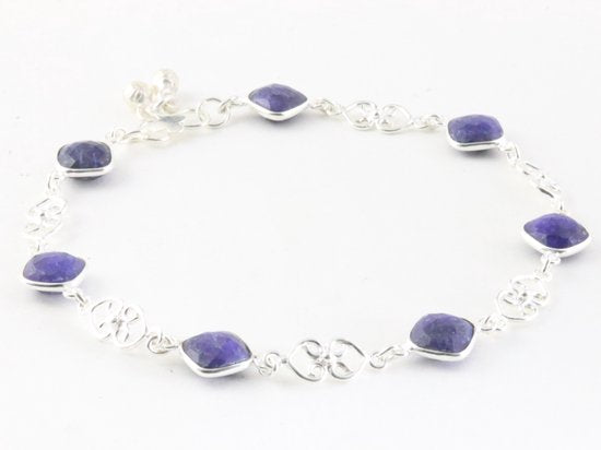 Zilveren enkelband met blauwe saffier afbeelding 2