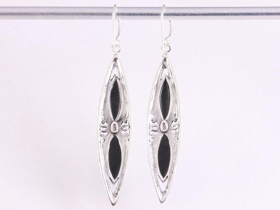 Lange bewerkte zilveren oorbellen met abalone schelp afbeelding 3