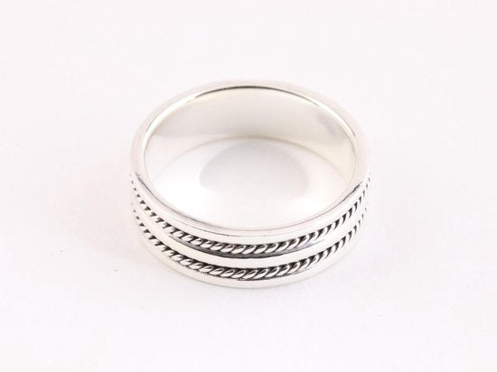 Zilveren ring met kabelpatronen afbeelding 2