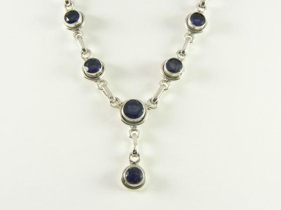 Fijne zilveren ketting met ioliet afbeelding 6