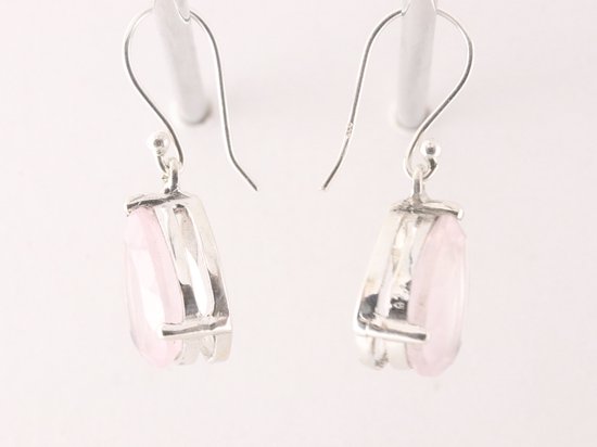 Zilveren oorbellen met rozenkwarts afbeelding 2