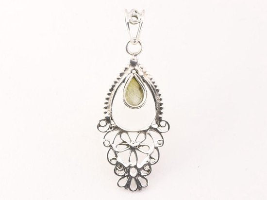 Fijne lange opengewerkte zilveren hanger met labradoriet afbeelding 3