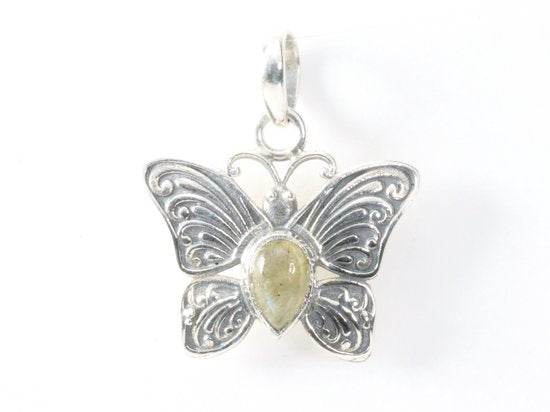 Bewerkte zilveren vlinder hanger met labradoriet afbeelding 4