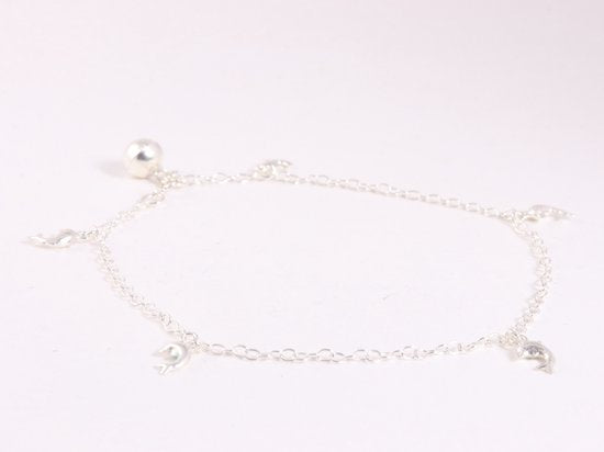 Fijne zilveren enkelband met dolfijnen afbeelding 2